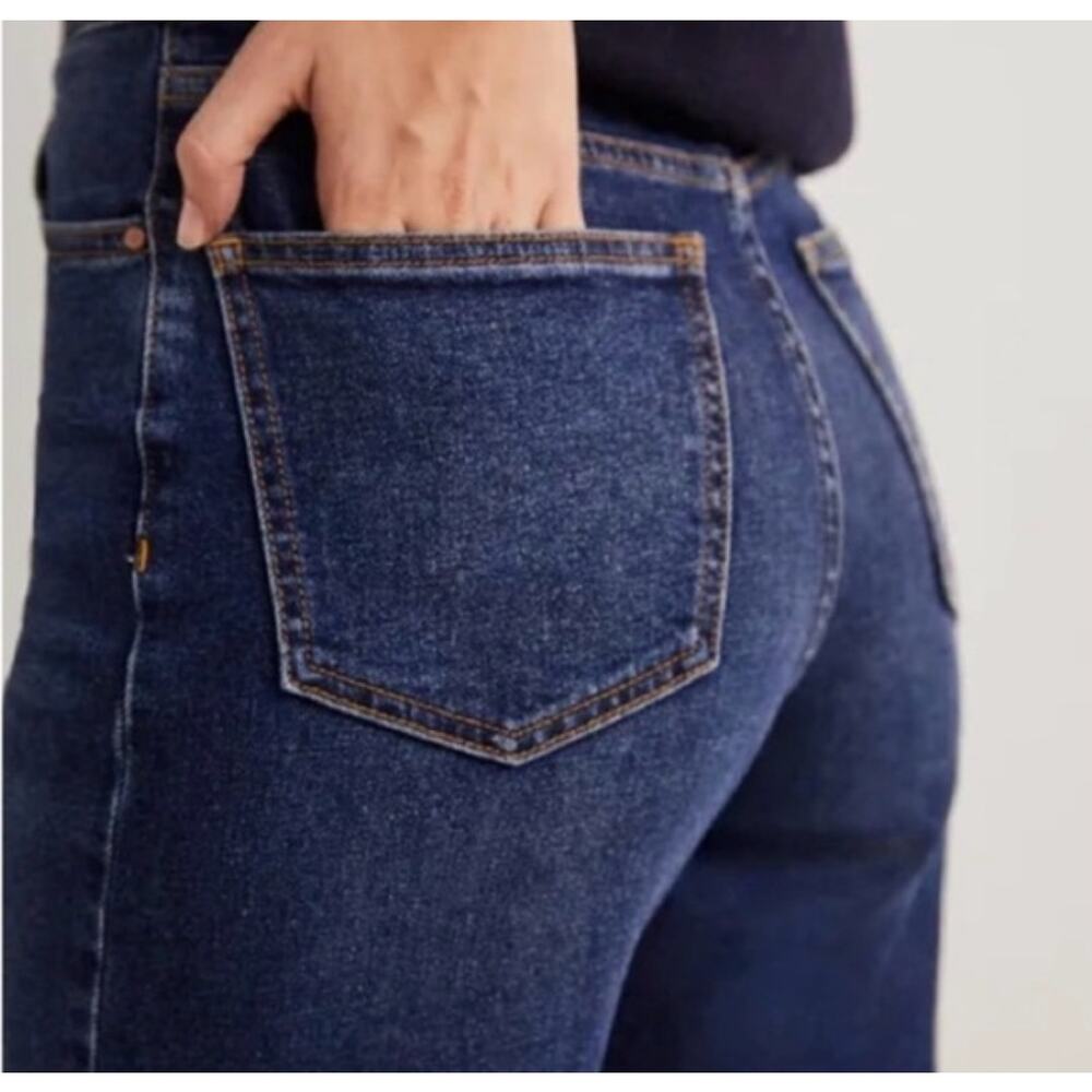 Boden Denim Wide Leg Dark Wash Jeans Raw Hem Size 16/18 Modern Boho Slouchy Chic - Picture 3 of 8